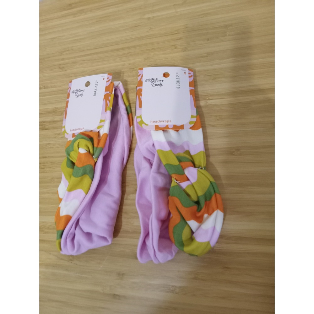 Goodyx Made by Maeberry Ouchless Headwraps 2 Pack Purple Orange Abstract WavyNEW